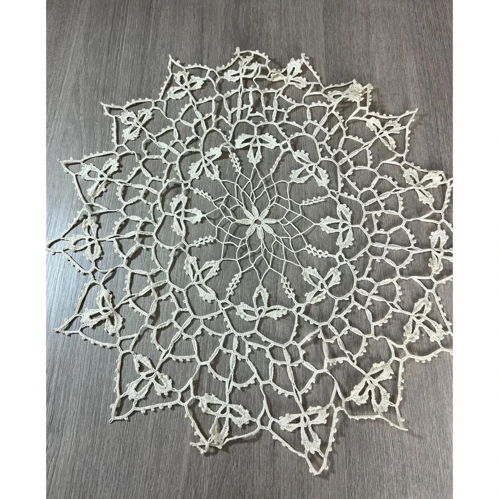 Lot of 5 delicate crochet lace doilies unstarched off white Vintage